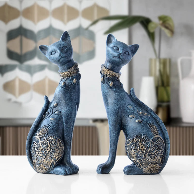 Set of 2pcs Decorative Resin Cat statue for home decorations European Creative wedding gift animal Figurine home decor sculpture