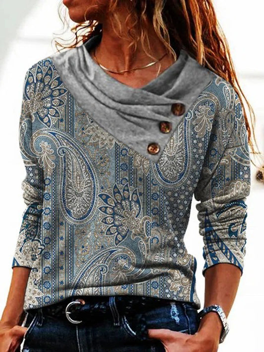 New women's scarf collar long-sleeved T-shirt