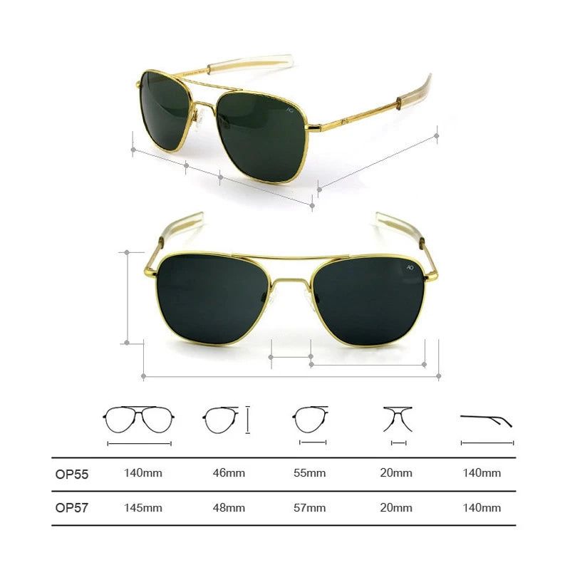 American Pilot Sunglasses Polarized Lens Man Army Military Aviation AO Sun Glasses Woman Luxury Brand Vintage Driving Shade Male