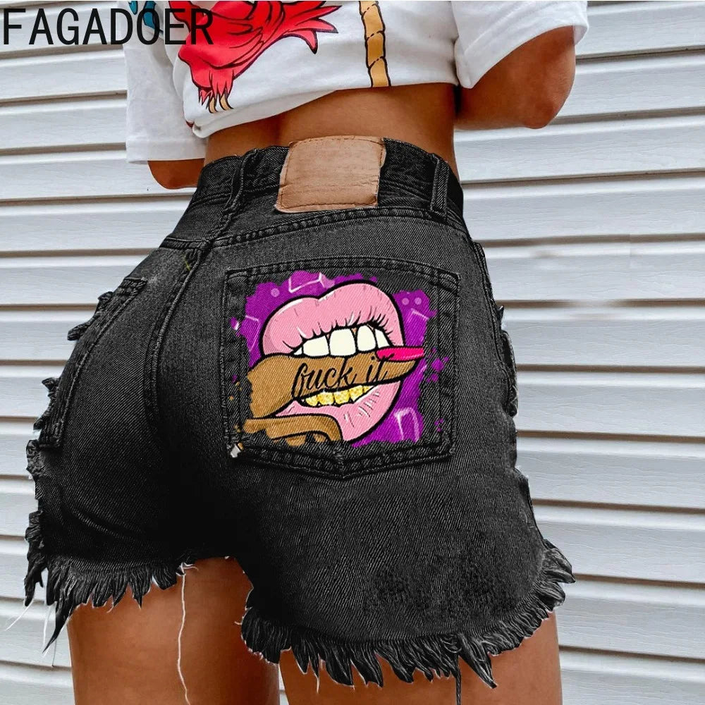 Women Worn Torn Denim Shorts