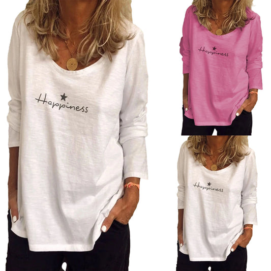 New women's printed long sleeve T-shirt top woman