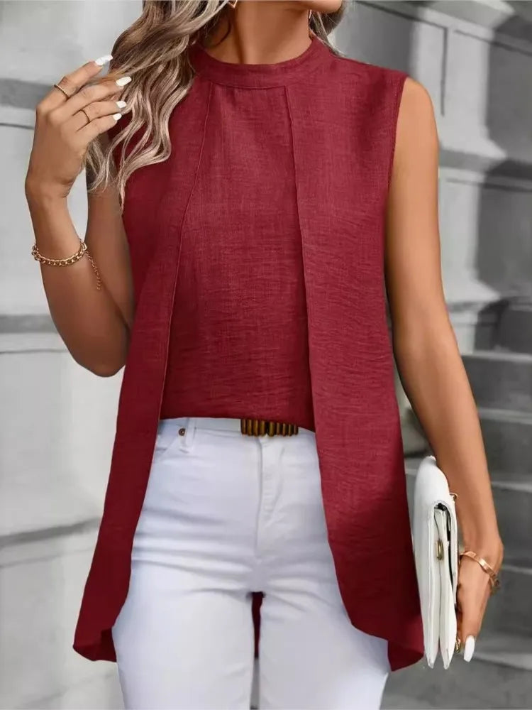 Shirts For Women Fashion O-neck Sleeveless Tops