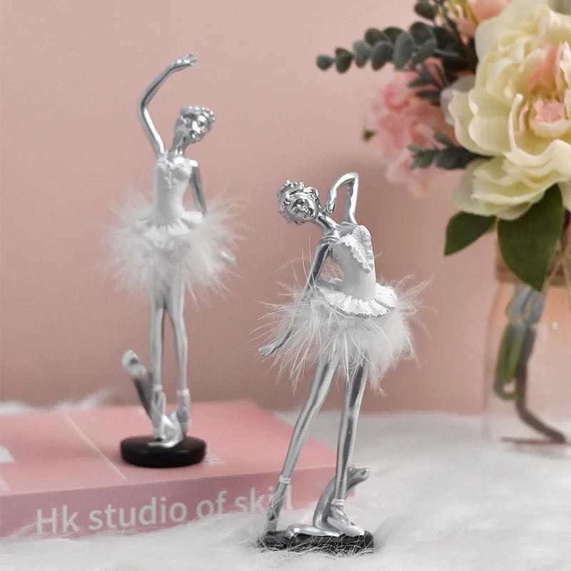 European Resin Dancer Figurines Figure Sculpture Crafts Living Room Table Ballet Girl Ornaments Home Decoration Birthday Gifts