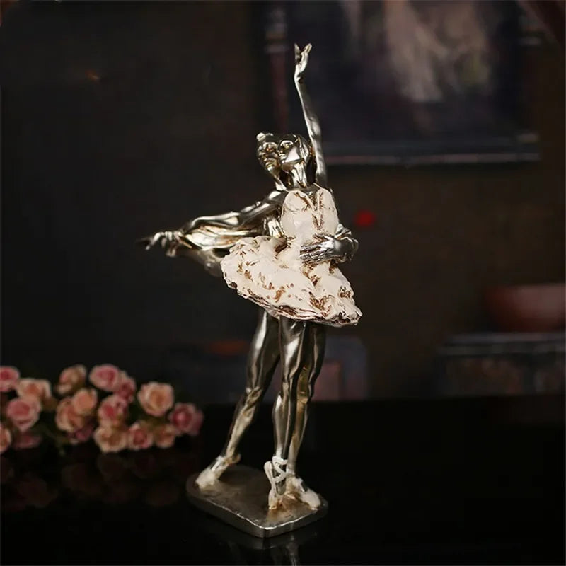 [New] Resin Crafts Dancing Girl Sculpture Home Decorations Living Room TV Cabinet Ornaments Ballet Couple Statue Wedding Gift