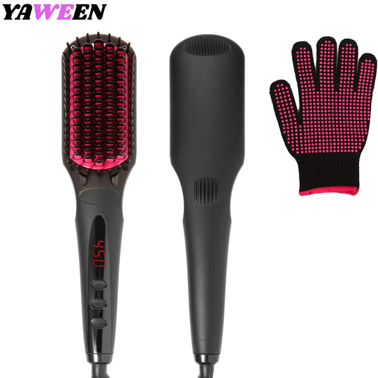 Negative ion Hair Straightener Brush Comb for Natural Thick Hair