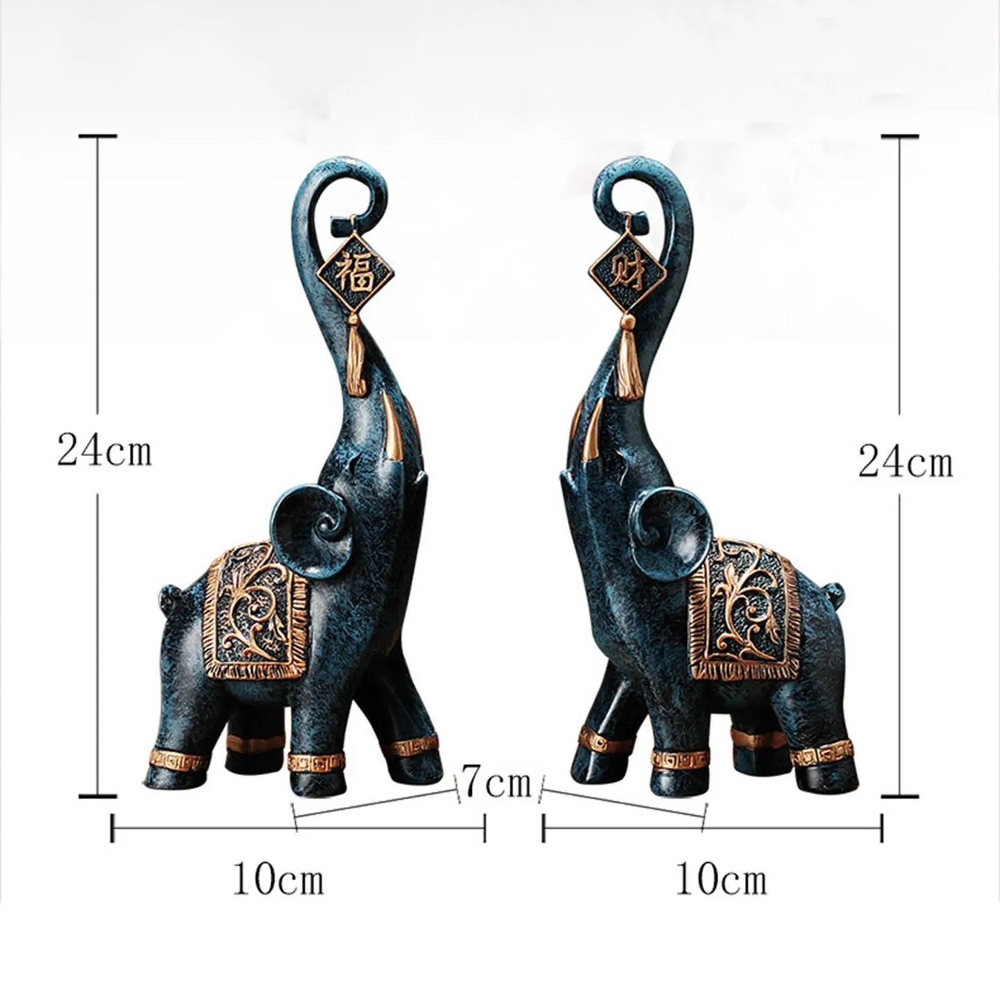 2x Nordic Style Elephant Statues Animal Ornaments for Shelf Decor