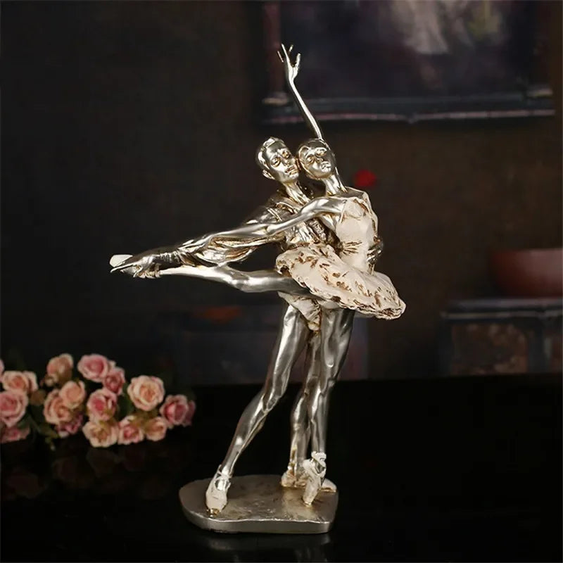 [New] Resin Crafts Dancing Girl Sculpture Home Decorations Living Room TV Cabinet Ornaments Ballet Couple Statue Wedding Gift