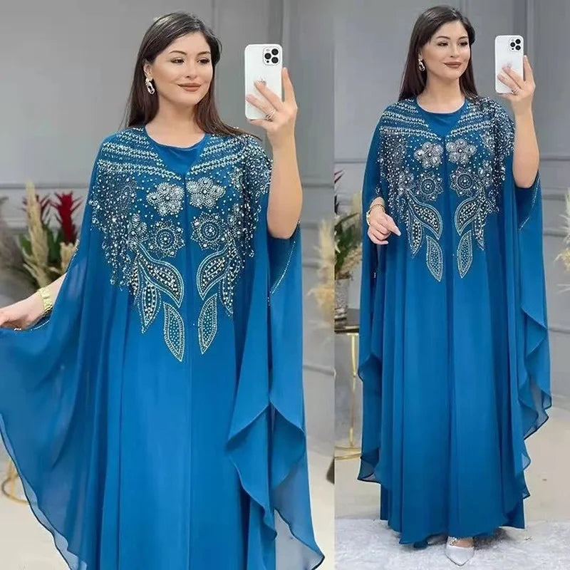 Abayas for Women Dubai Luxury 2022 Chiffon Boubou Muslim Modest Dress Caftan Marocain Wedding Party Occasions Djellaba Femme