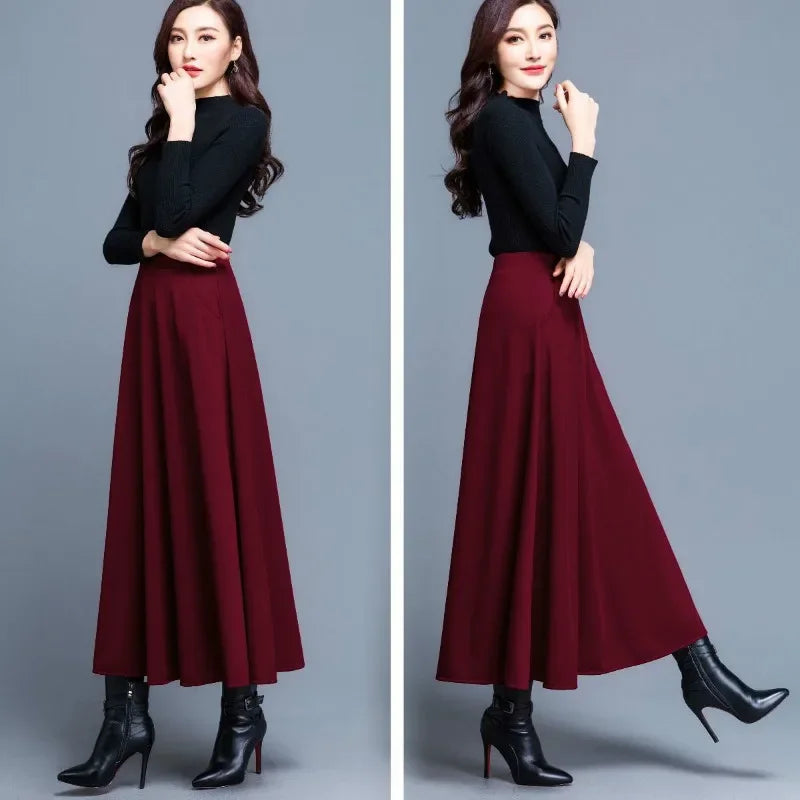 Woolen Skirt Big Hem