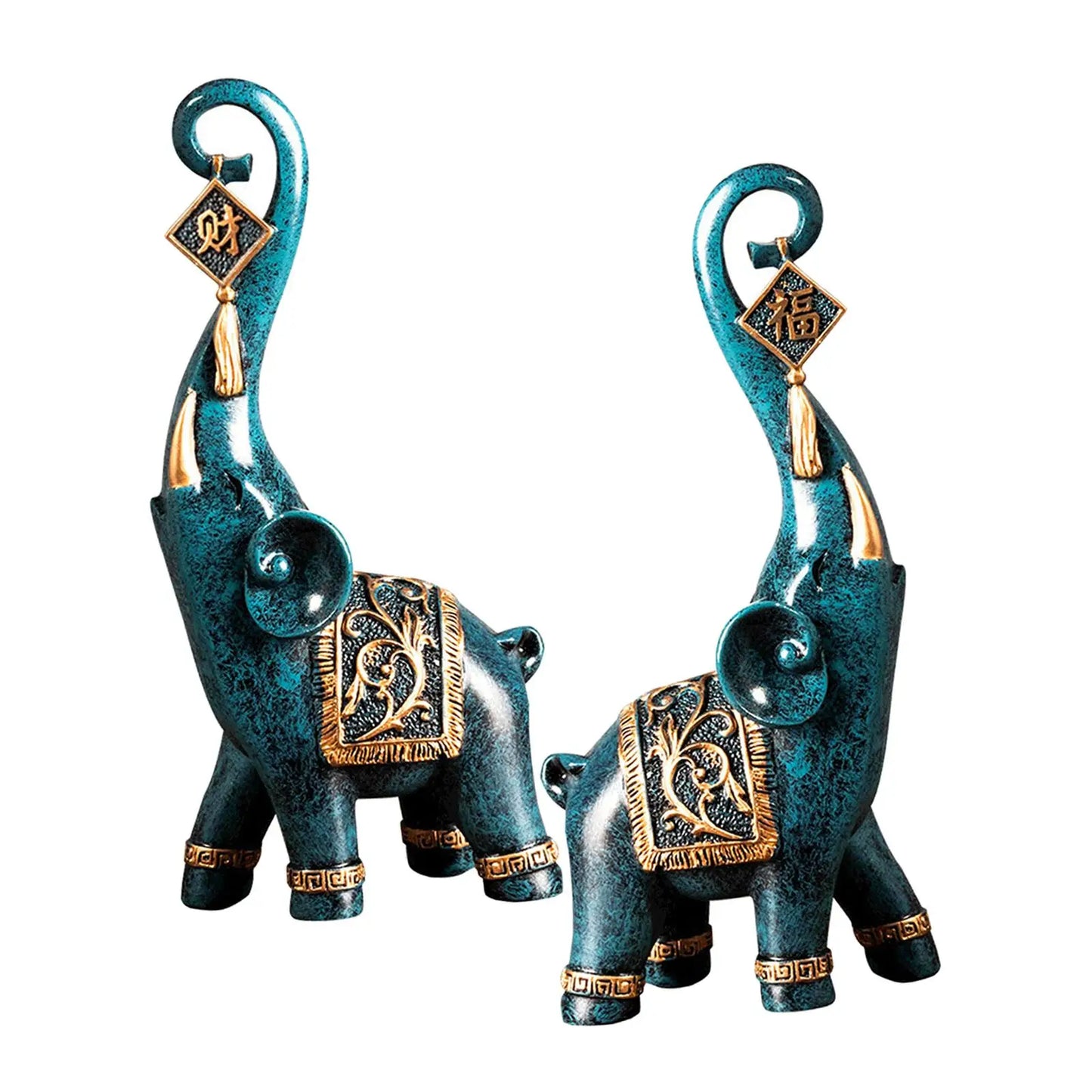 2x Nordic Style Elephant Statues Animal Ornaments for Shelf Decor