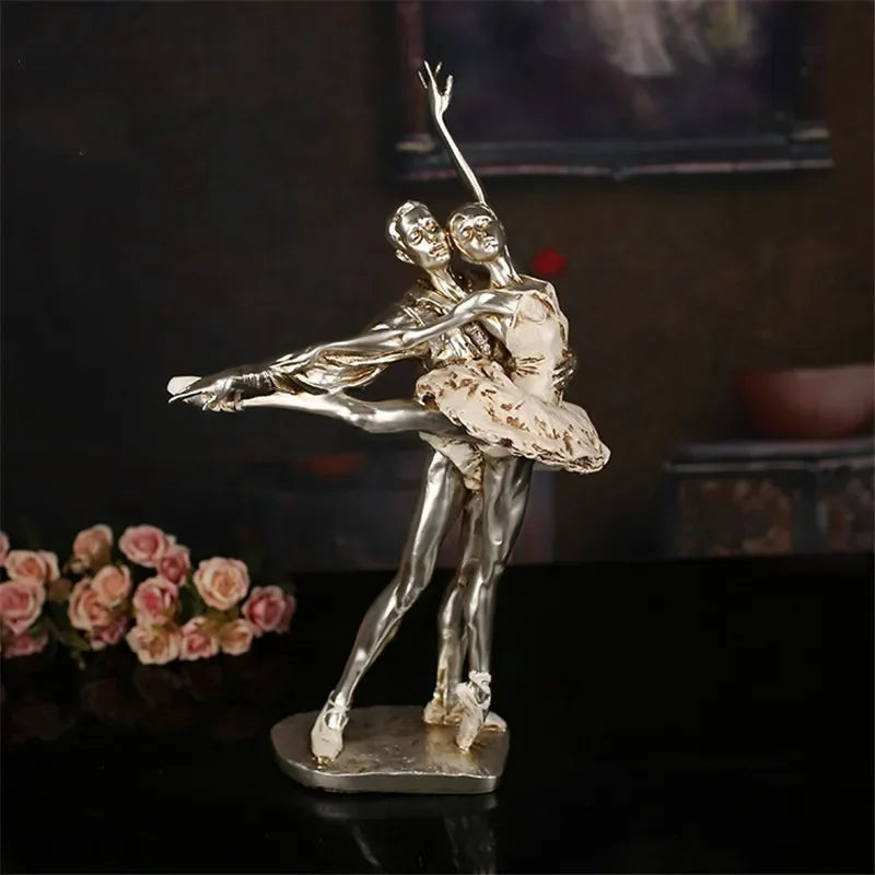 [New] Resin Crafts Dancing Girl Sculpture Home Decorations Living Room TV Cabinet Ornaments Ballet Couple Statue Wedding Gift