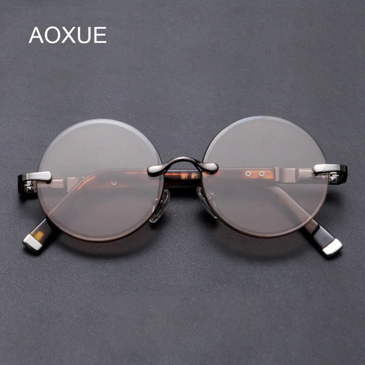 Crystal Glass Round Sunglasses Man Natural Stone Rimless Sun Glasses Woman Mineral Lens Vintage Acetate Anti Scratch Top Quality