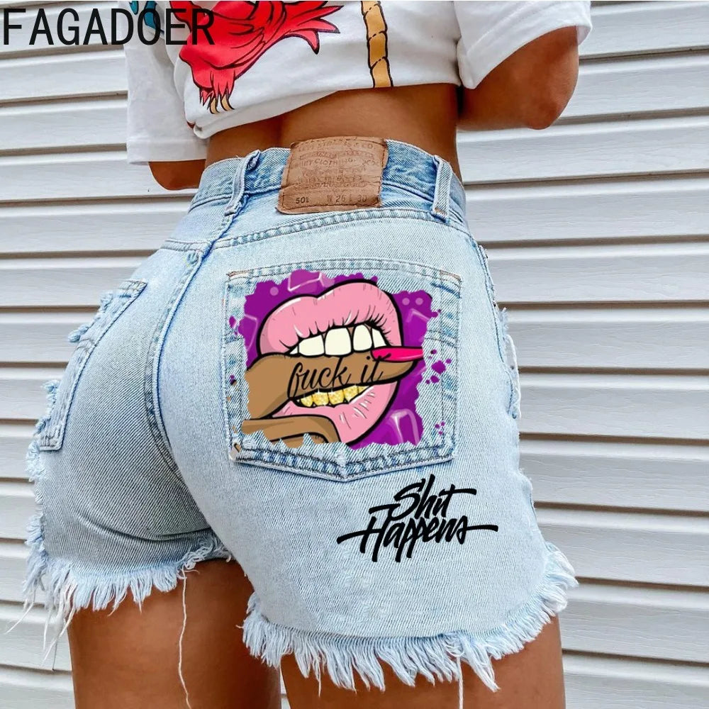 Women Worn Torn Denim Shorts