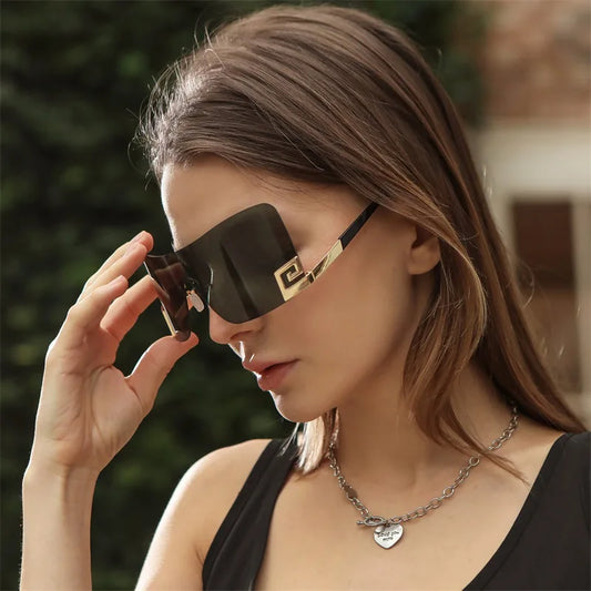 Designer Luxury Oversized Rimless Sunglasses Women Men Vintage