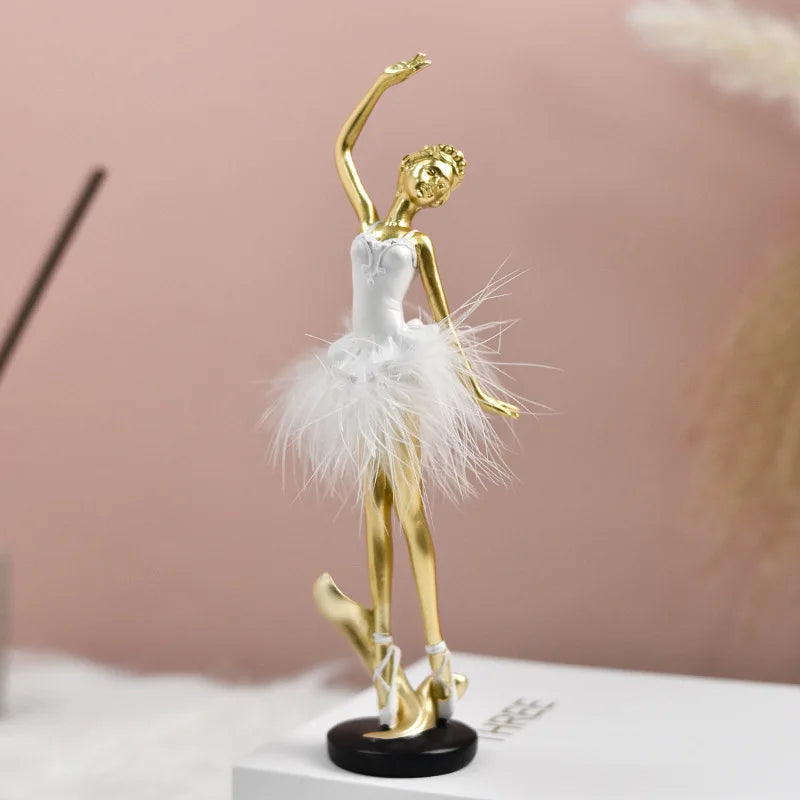 European Resin Dancer Figurines Figure Sculpture Crafts Living Room Table Ballet Girl Ornaments Home Decoration Birthday Gifts