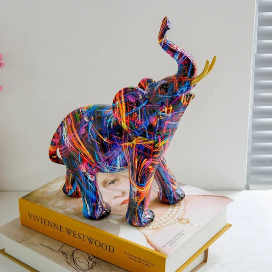 1PCS Elephant Ornament Dazzle Colorful Home Living Room Desktop Modern Art Crafts Decoration Elephant Sculpture