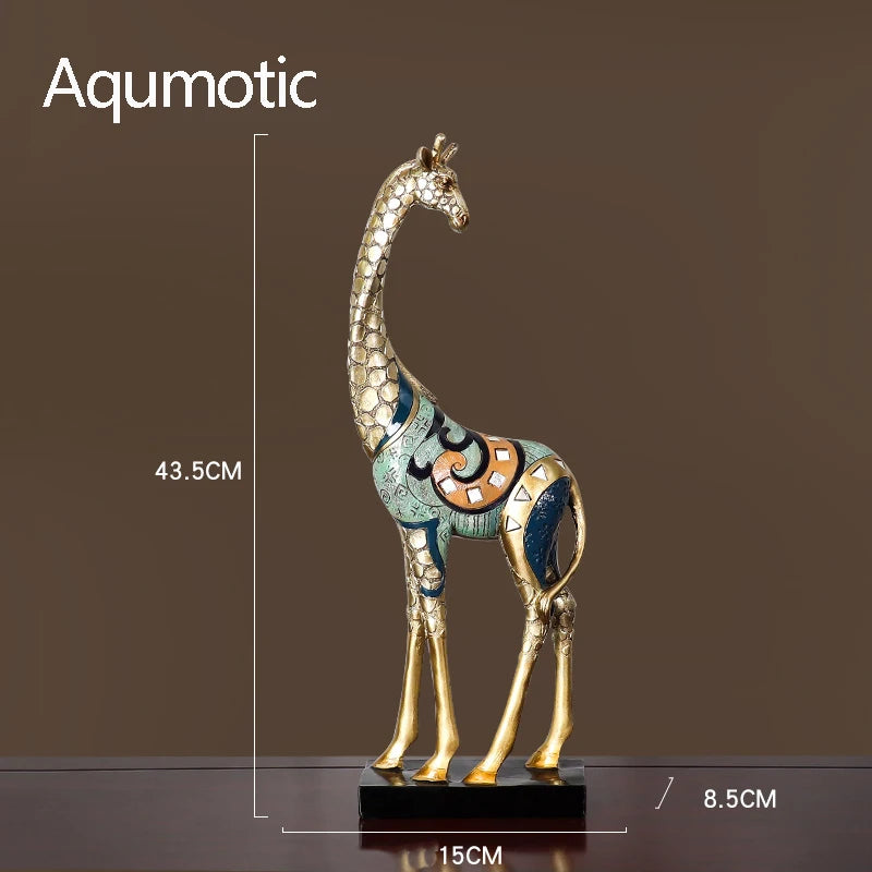 Aqumotic High Giraffe Decor for Room Resin Figurines Africa Decoration Deer Statues Wine Cabinet Study Moving Gifts for Older