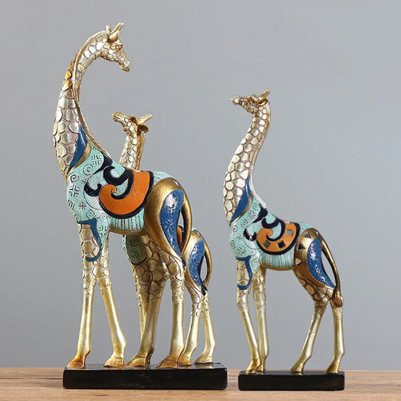 Aqumotic High Giraffe Decor for Room Resin Figurines Africa Decoration Deer Statues Wine Cabinet Study Moving Gifts for Older