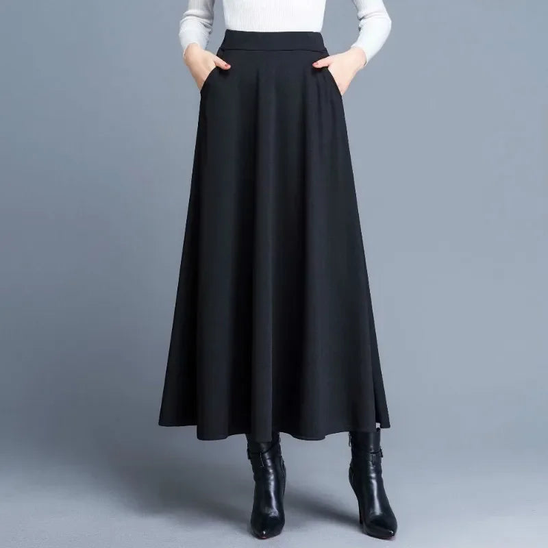 Woolen Skirt Big Hem