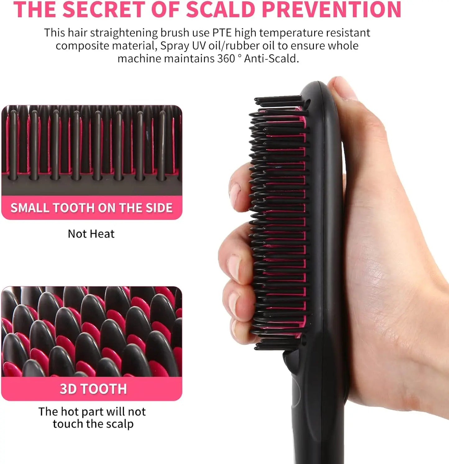 Negative ion Hair Straightener Brush Comb for Natural Thick Hair