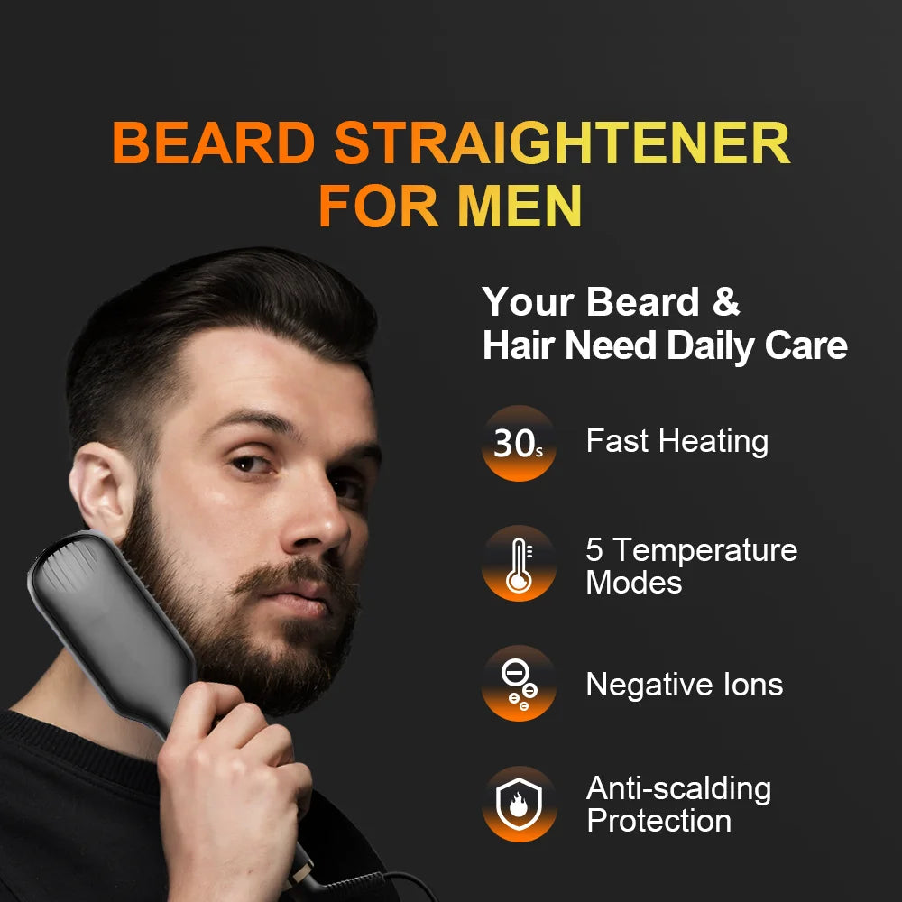 Beard Straightening Comb For Men Hair Styling Straighten Brush