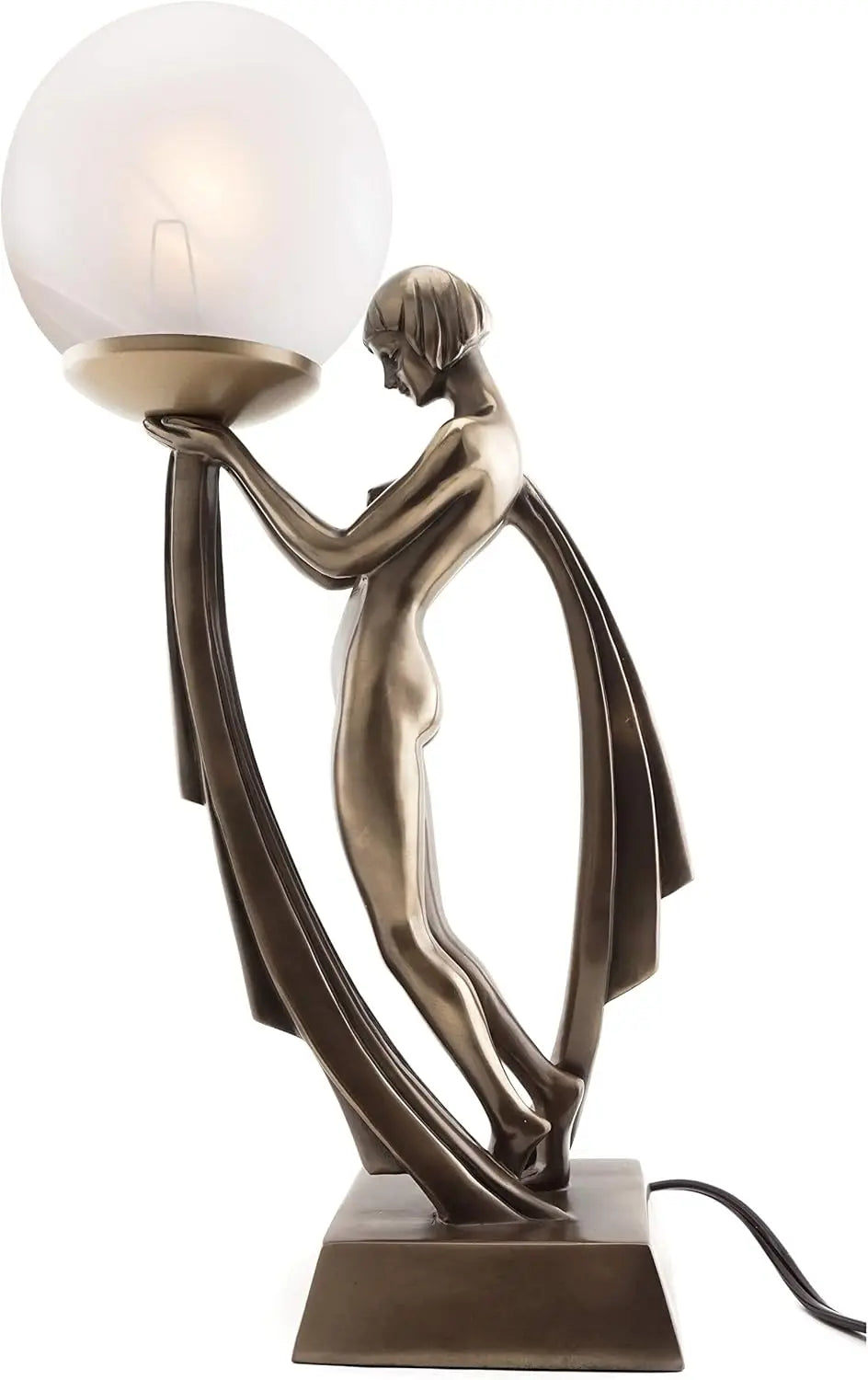 Lady Lamp Statue - Decorative Table Lamp Sculpture in Premium Cold Cast Bronze