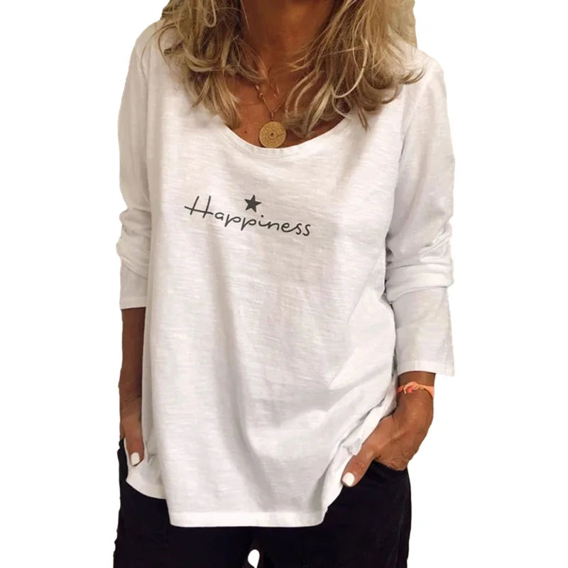 New women's printed long sleeve T-shirt top woman