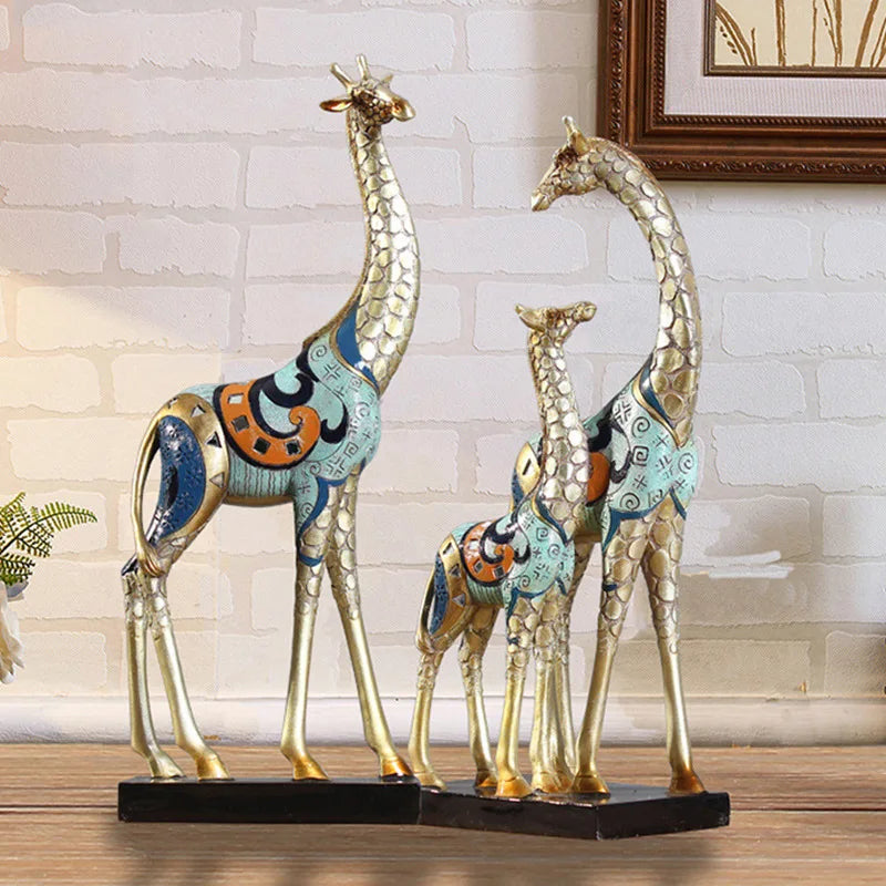 Aqumotic High Giraffe Decor for Room Resin Figurines Africa Decoration Deer Statues Wine Cabinet Study Moving Gifts for Older