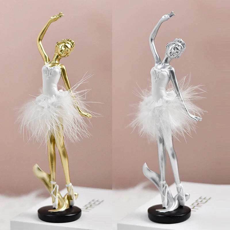 European Resin Dancer Figurines Figure Sculpture Crafts Living Room Table Ballet Girl Ornaments Home Decoration Birthday Gifts