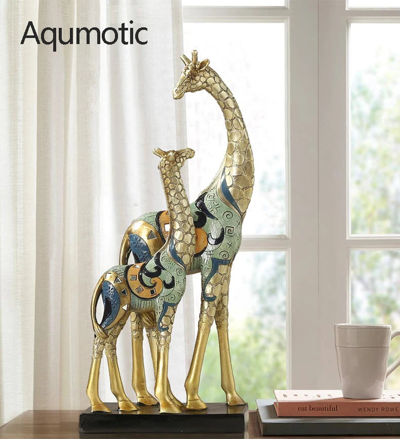 Aqumotic High Giraffe Decor for Room Resin Figurines Africa Decoration Deer Statues Wine Cabinet Study Moving Gifts for Older