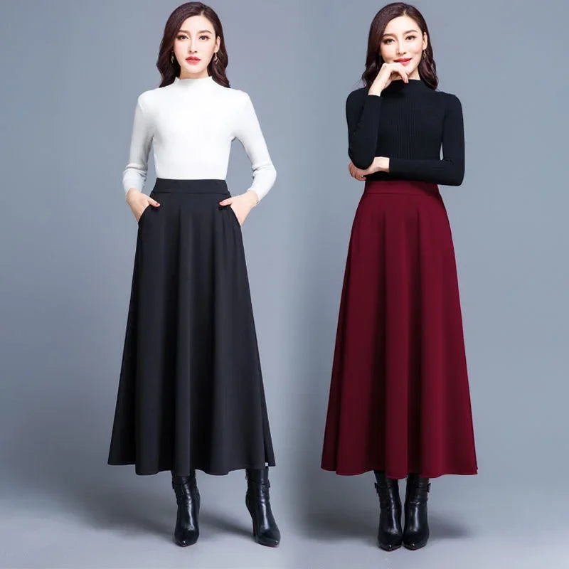 Woolen Skirt Big Hem