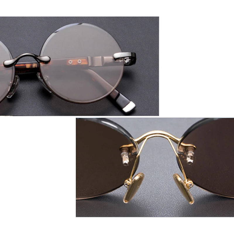 Crystal Glass Round Sunglasses Man Natural Stone Rimless Sun Glasses Woman Mineral Lens Vintage Acetate Anti Scratch Top Quality