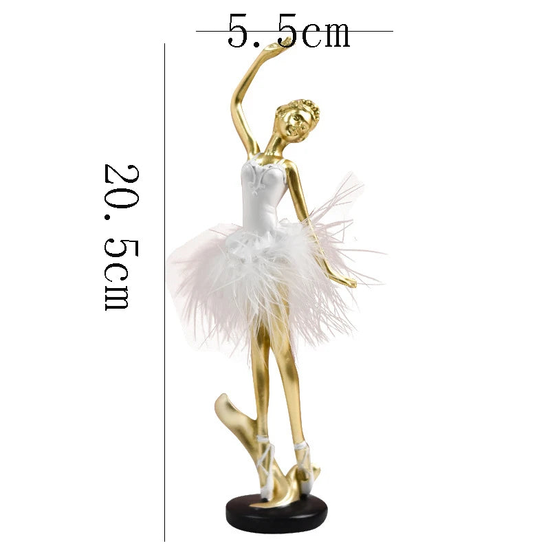 European Resin Dancer Figurines Figure Sculpture Crafts Living Room Table Ballet Girl Ornaments Home Decoration Birthday Gifts