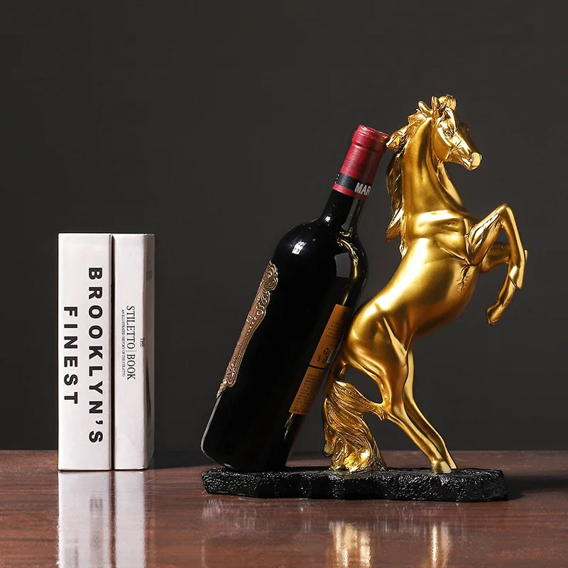 Nordic Animal Golden Horse Resin Sculpture Figurines Statue Decorative Items For Home Livingroom